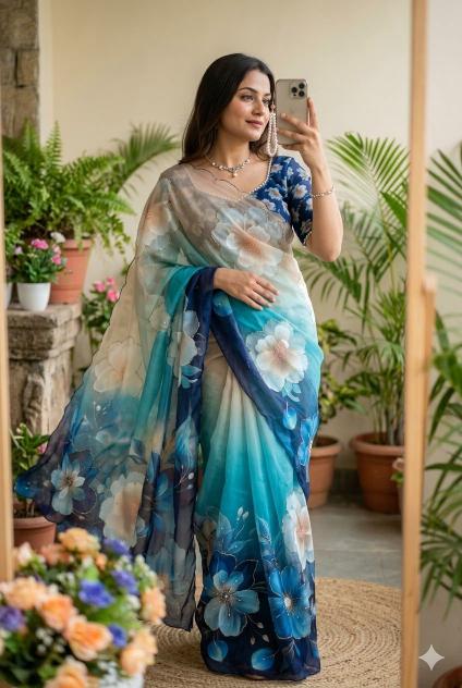 Svara floral digital print saree india wholesale clothing suppliers